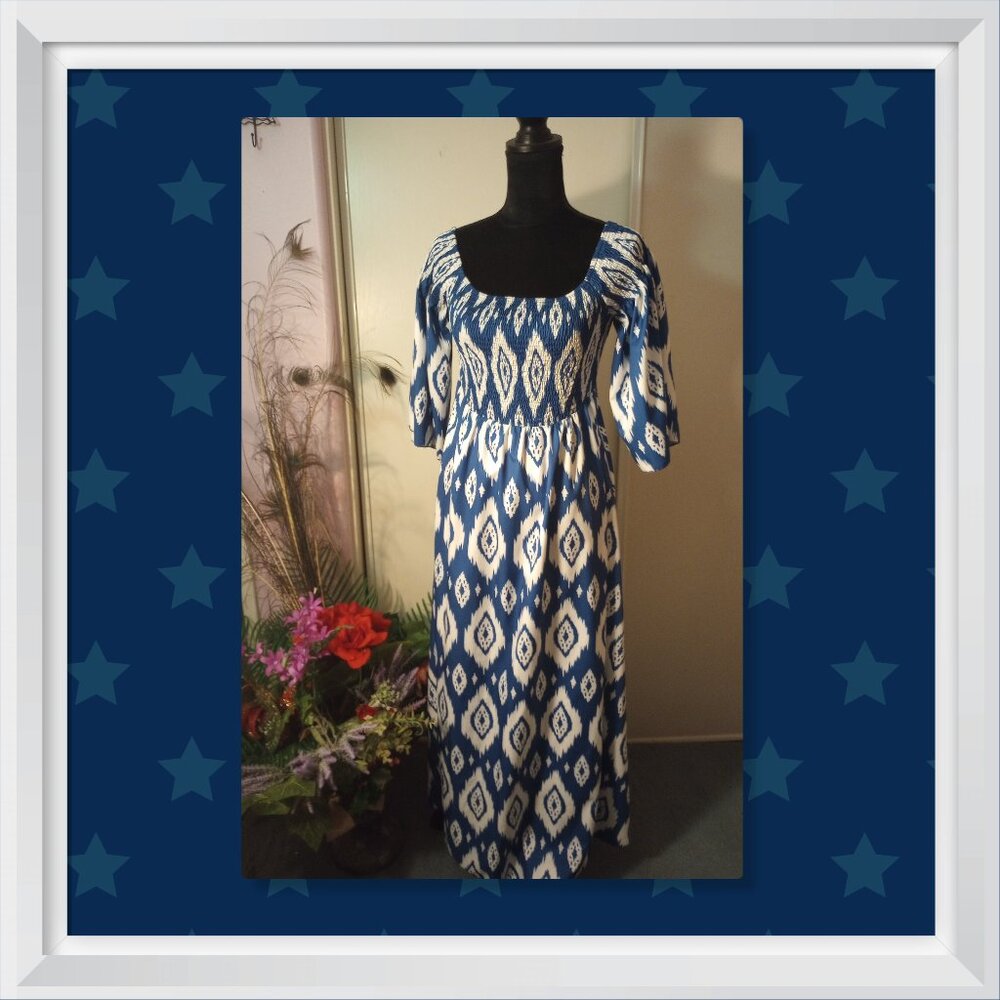 Geometric Shapes on White Maxi Dress